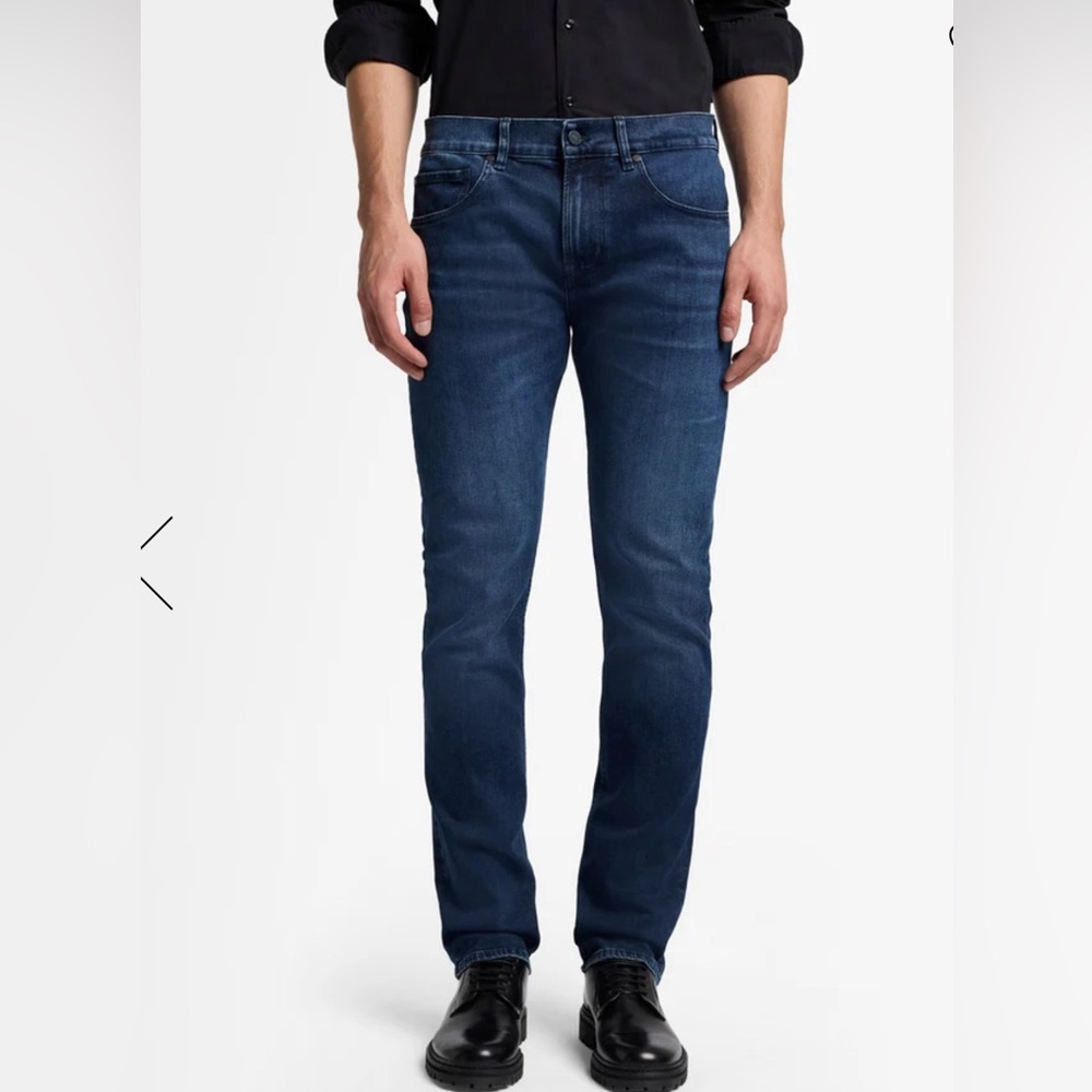 7 For All Mankind Men's Dark Blue Slim Straight Jeans Carsen